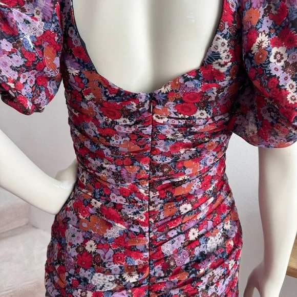 Zara Red Floral Short Sleeve Mini Dress - Picture 8 of 8